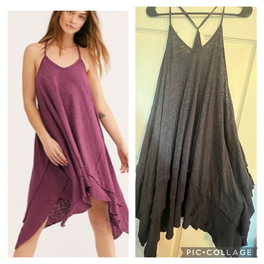 Free People Hibiscus Tunic Mini Dress Charcoal Grey Small Trapeze Loose&Flowy